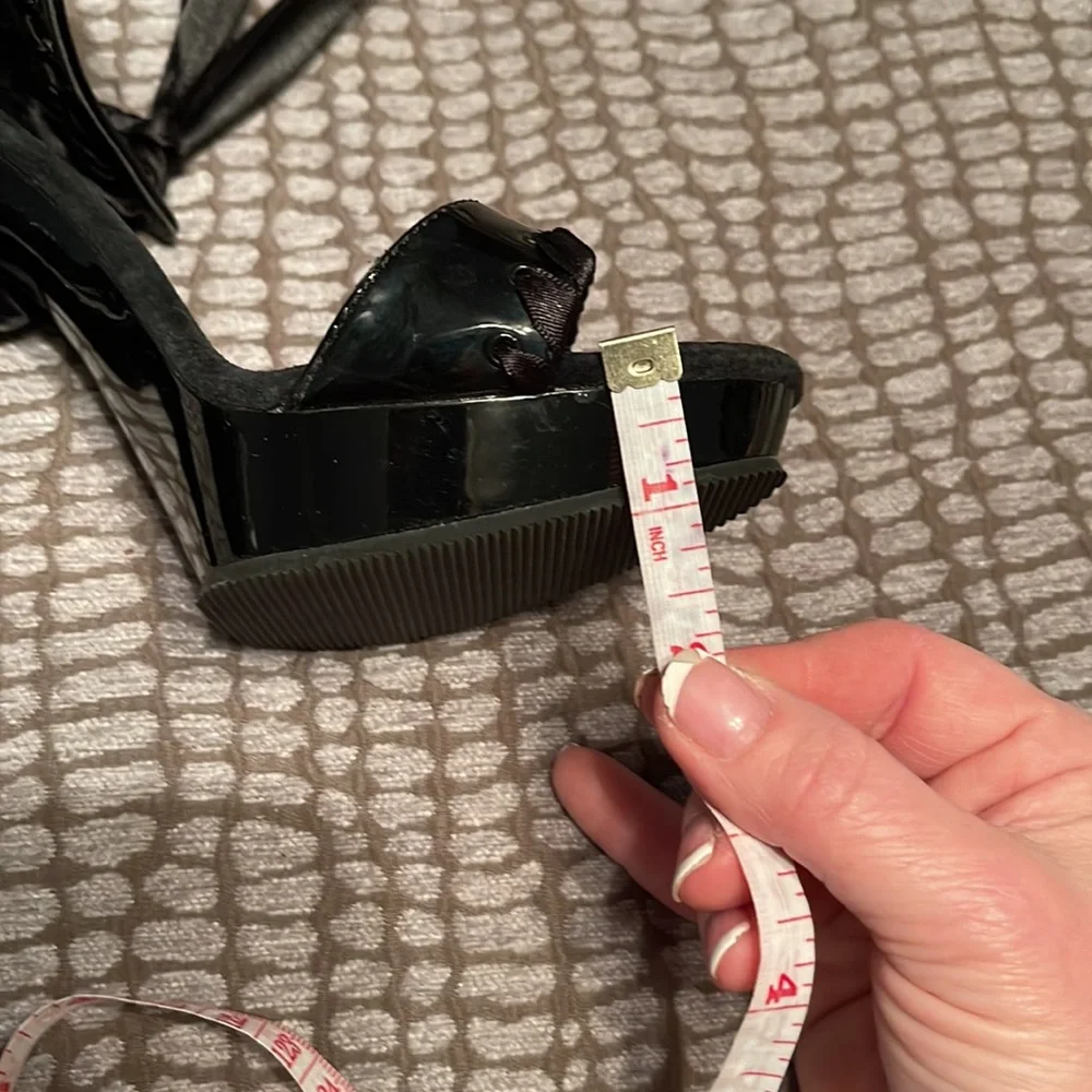 Fabulicious Lip-115 bow black patent leather and satin stiletto heels 6.5 NWOT - Picture 10 of 11